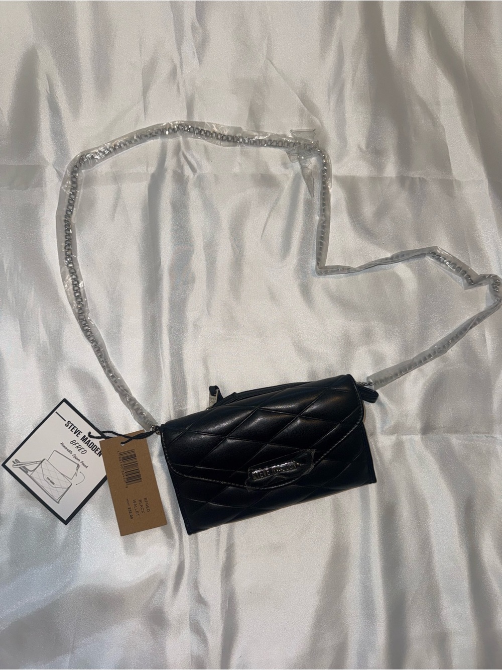 Steve Madden Black Quilted Mini Crossbody with Chain Strap ⛓️